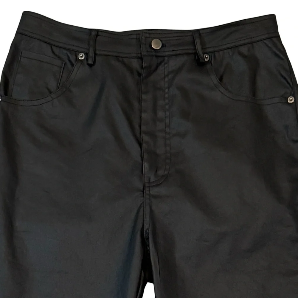 NWT Steve Madden Faux Leather Black Pants Size 29 Straight Leg 5 pocket - Picture 3 of 7